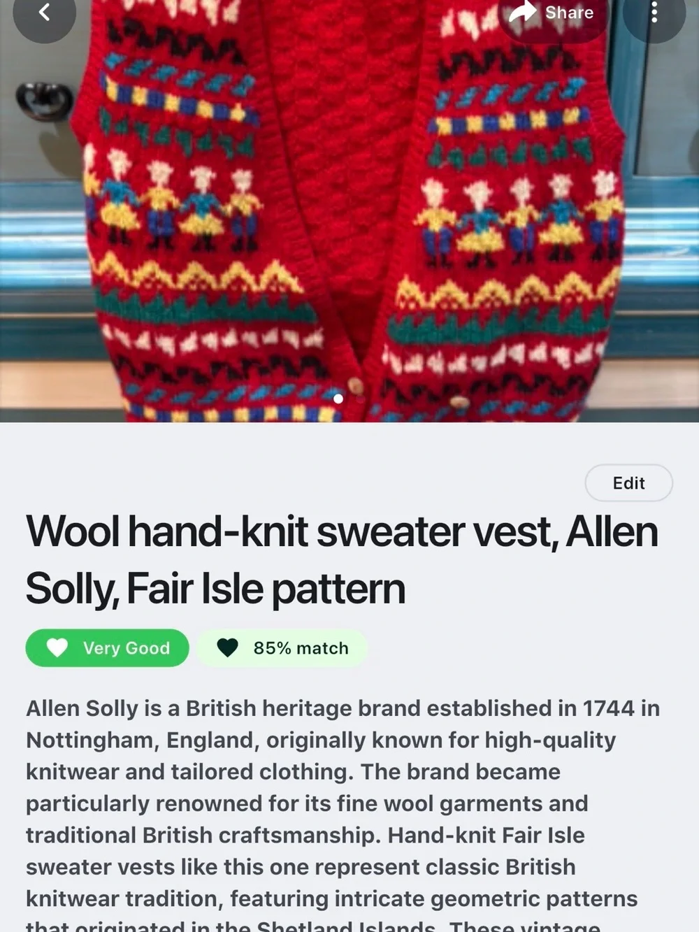 Vintage Fair Isle Knit Vest Sweater - M